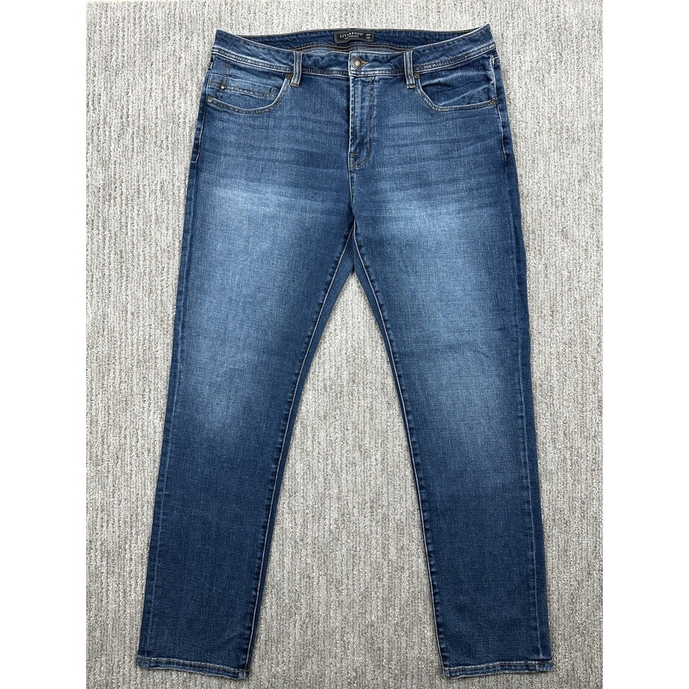 Liverpool Regent Relaxed Straight Jeans Mens 38x34 Blue Stretch Denim Dark Wash